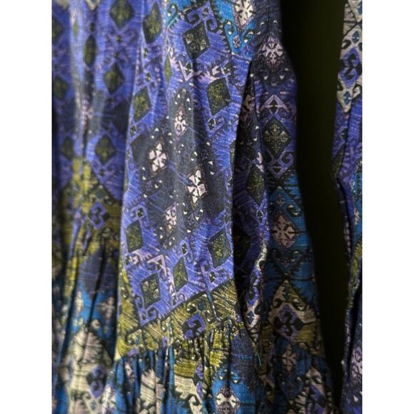 NWT Ro's Garden Jocelyn Collared Long Sleeve Maxi Dress Lachen Purple Blue XS - Picture 3 of 5